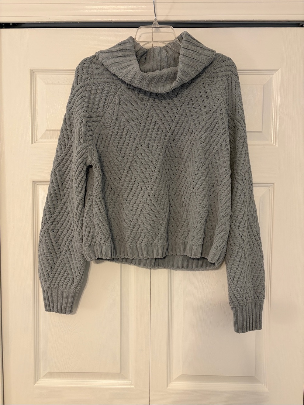 Sincerely Jules Light Green Cowl Neck Cable Sweater